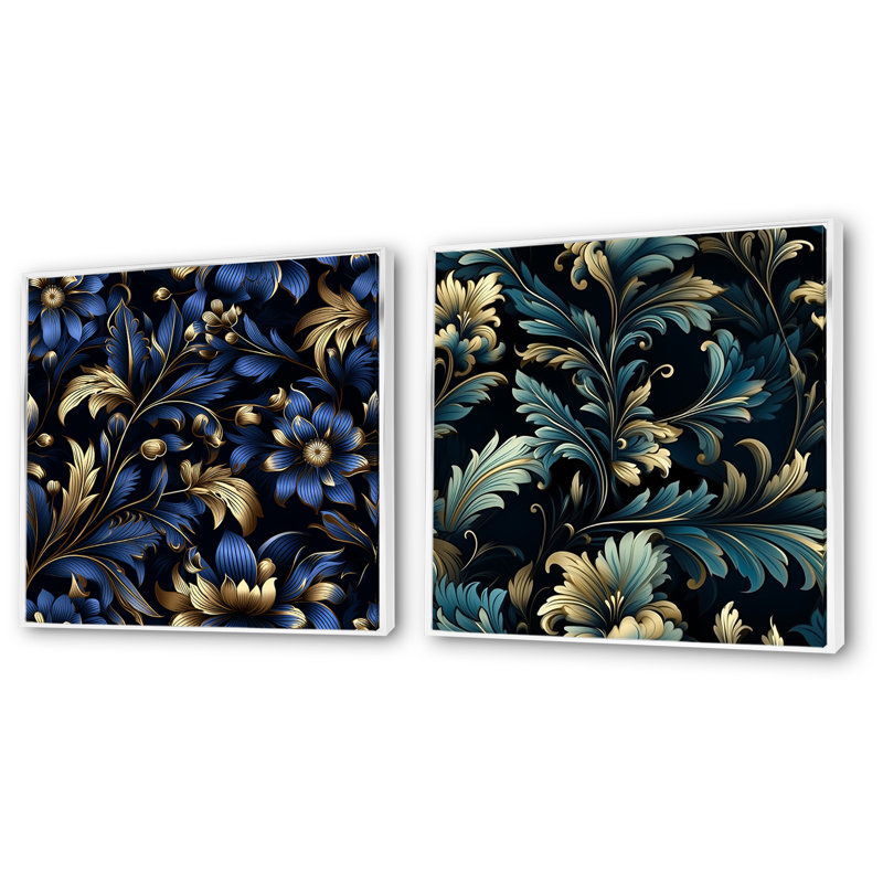 Plaisir - Ensemble de 2 reproductions d'art botaniques abstraites, Cadre blanc, H 16 po x l 33 po x P 1 po