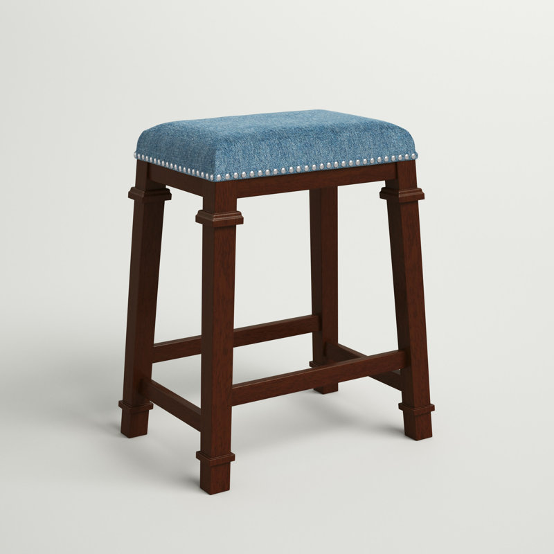 Goza  Black Tweed Backless Counter/Bar Stool, Grey/ Black Frame, Counter Stool (25" Seat Height)