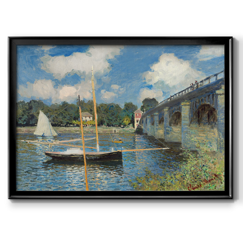 The Bridge At Argenteuil, reproduction d'art sur toile, H 26 po x l 38 po x P 1,5 po, Noir