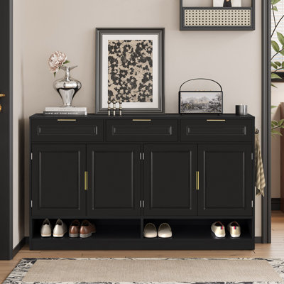 Baynard Wooden Sideboard with 3 Drawers & Adjustable Shelf