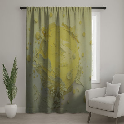 Textured Yellow Sphere Window Curtains, Sculpture Sheer & Blockout Curtains - 1 Panel