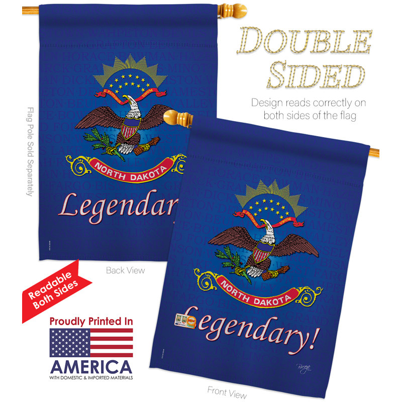 Ensemble de polyester à 2 faces 40 x 28 po Breeze decor Ensemble de drapeaux, North Dakota