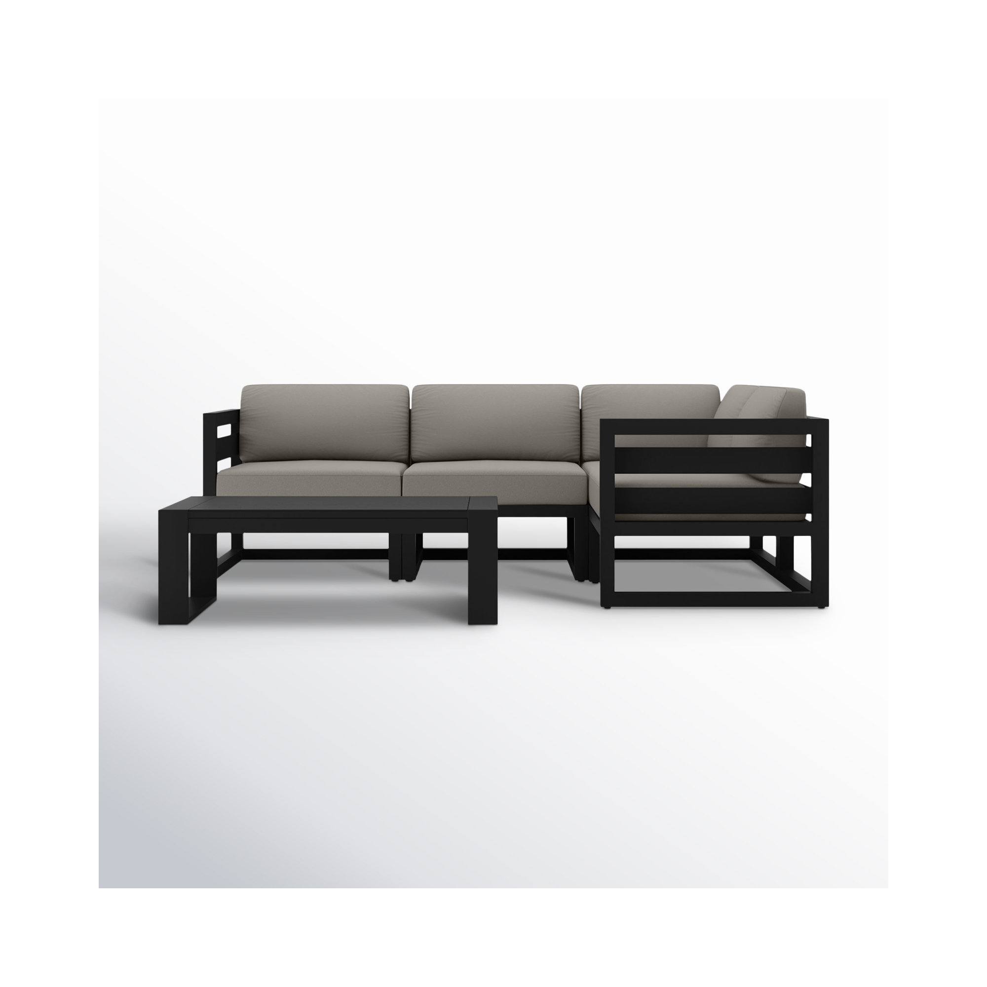 Smith 5 Piece Sectional Seating Group with Sunbrella® Cushions, Canvas Charcoal, Black