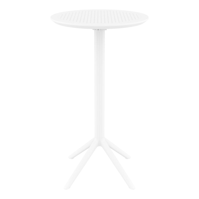 Table bistro pliable en plastique pour 2 personnes Elodie, Blanc, H 42,5 po x l 23,6 po x L 23,6 po