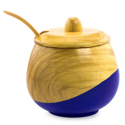 Sucrier en bois sculpté à la main avec couvercle Dome Dip