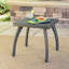 Élégante table d'extérieur grise de 17,38 po avec plateau en faux et côté en fer rouillé pour espaces, l 17,75 po