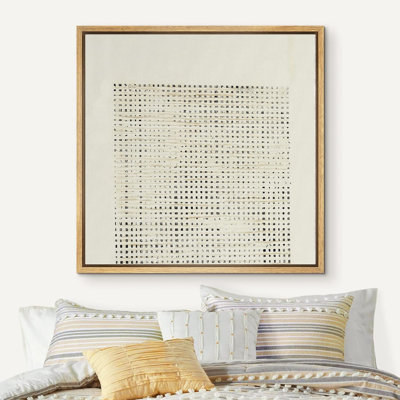 Brun clair à pois foncés grunge encadré sur toile