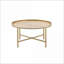 Chêne contemporain Table basse dorée - Plateau rond avec base en métal robuste pour le salon