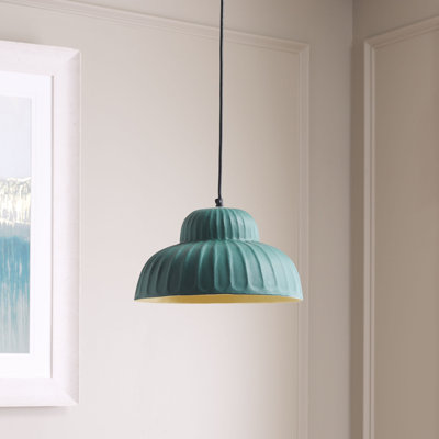 Luminaire suspendu en forme de dôme vert à 1 lumière DEL