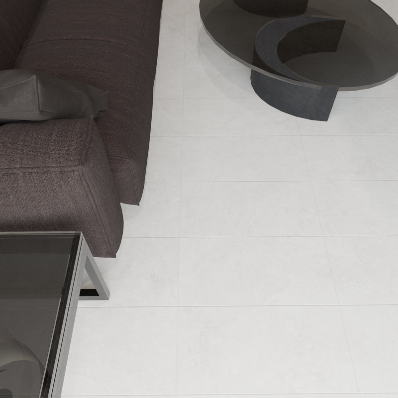 Carreau de porcelaine mat aspect pierre calcaire 12 po x 24 po Nextar, Blanc Bianco