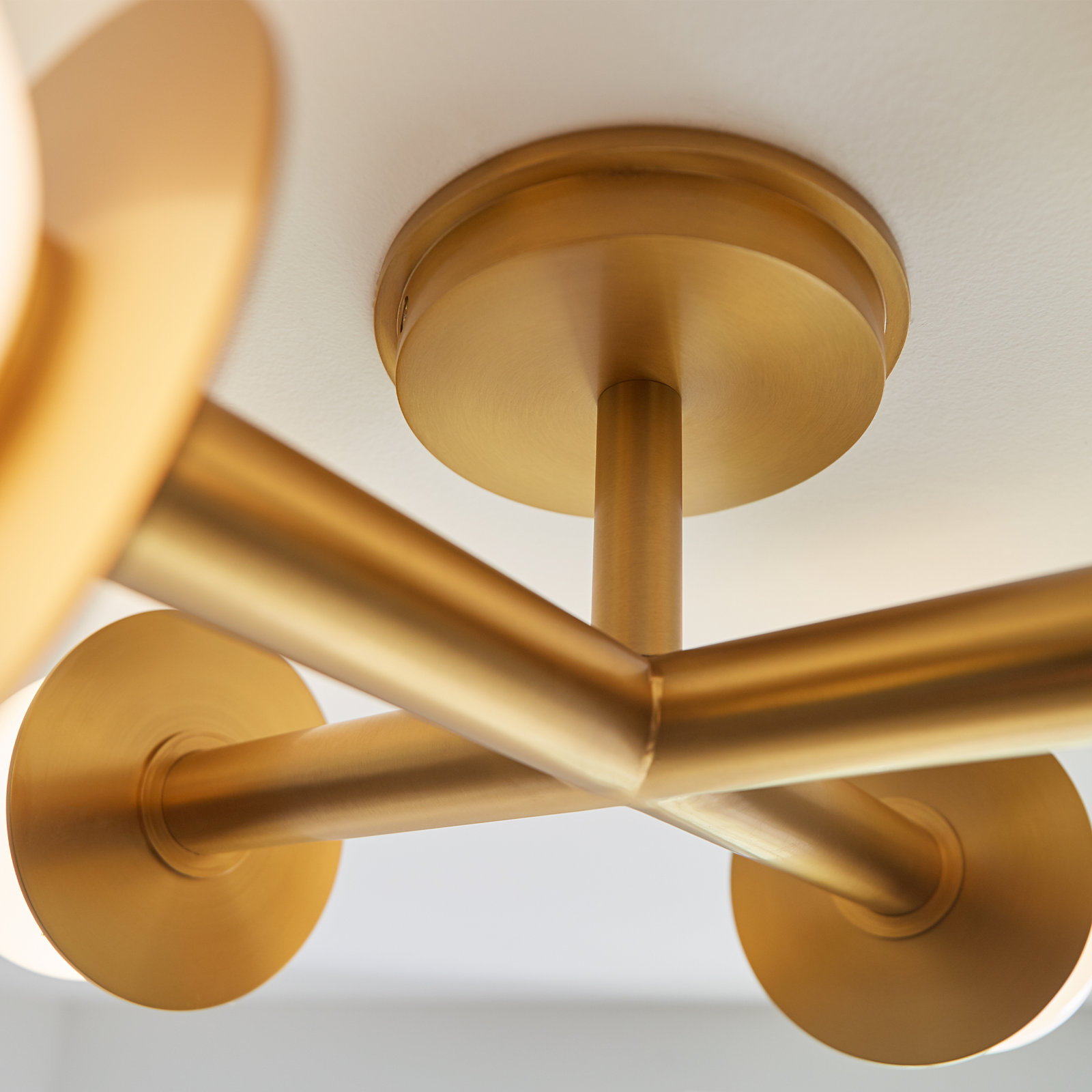 Allegra 4 Light Glass Semi Flush Mount, Burnished Brass