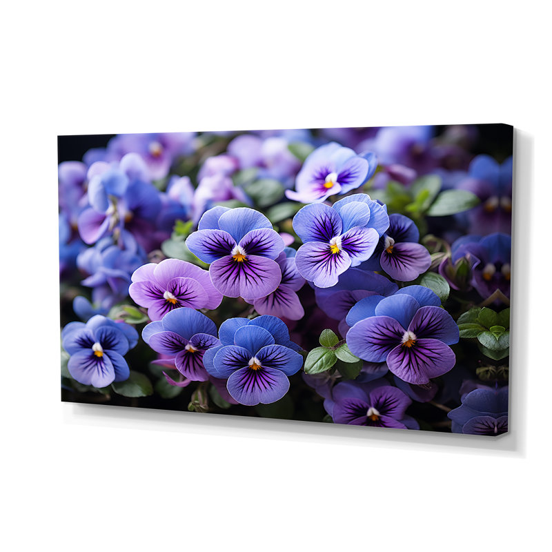 «Purple Pansies Field Vibrant», reproduction d'art sur toile florale