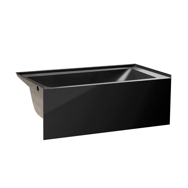 Apron Soaking Acrylic Bathtub, Left, 54" L x 30" W, Black