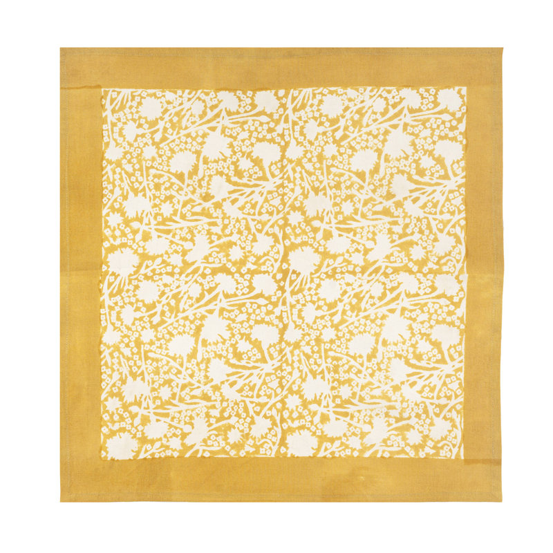 100% Cotton Floral Square Napkin, Dijon