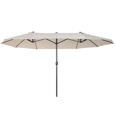Cream White 15ft Double-Sided Extra Large Patio Market Umbrella with Crank