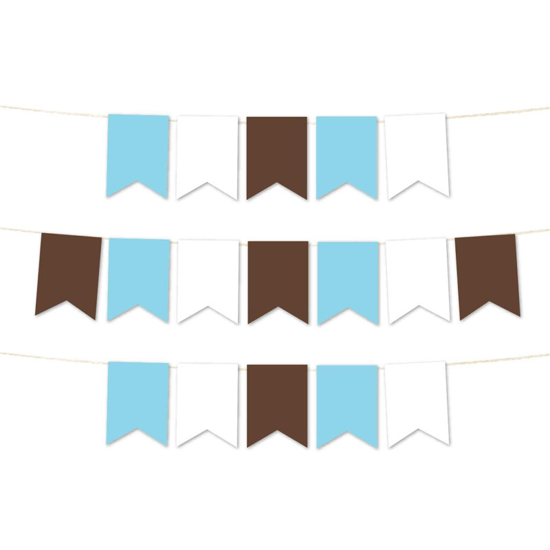 Bannière Koyal Wholesale, bleu bébé, blanc, brun, 24 pièces, 12 pi, Bleu bébé / blanc / brun