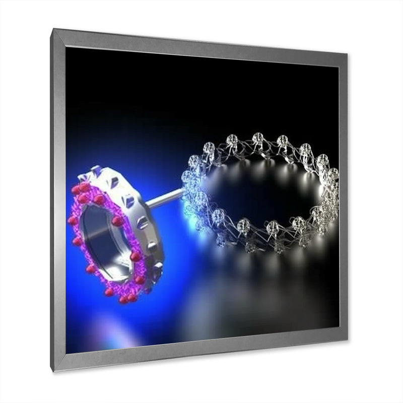 Abstraction atomique - impression, H 30 po x l 30 po x P 1 po, Cadre simple argenté