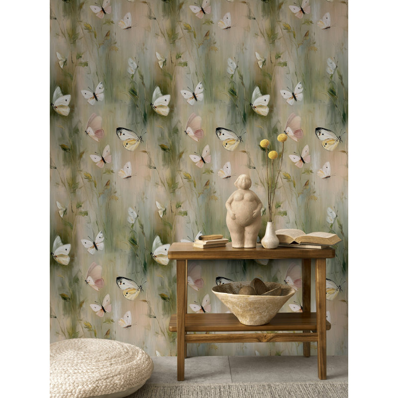 Papillon décoratif à motif floral pastel, Vert