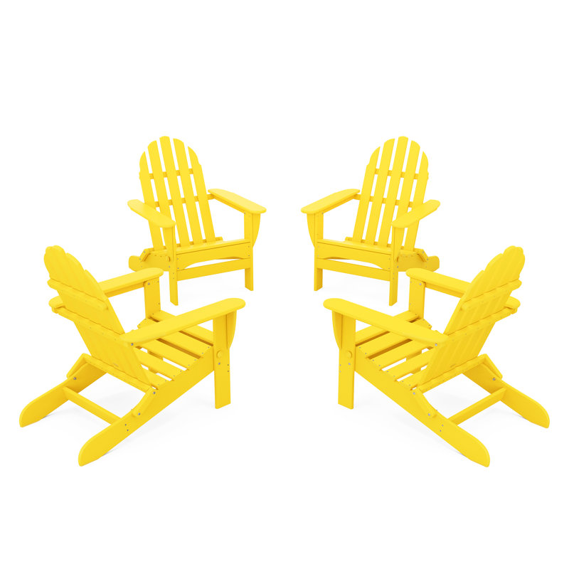 4-Piece Classic Folding Adirondack Conversation Set, Lemon