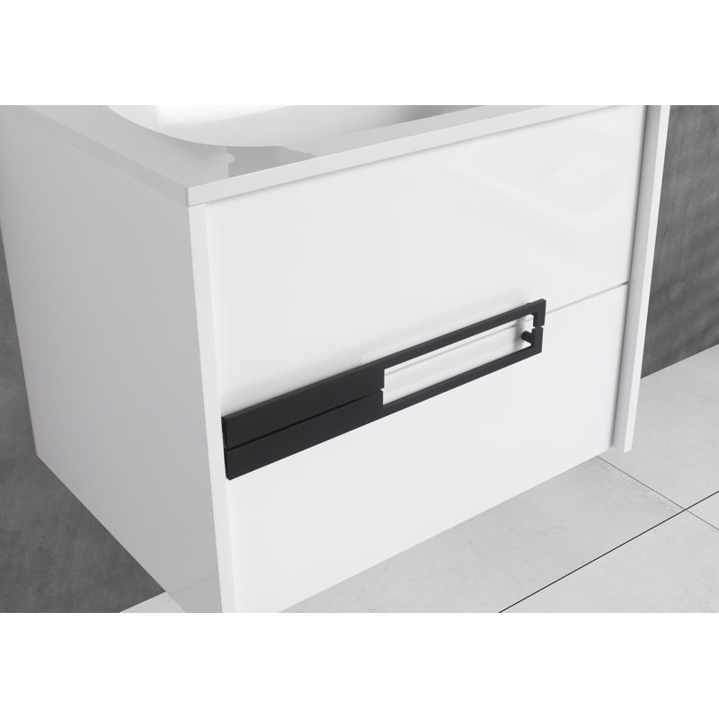 Meuble-lavabo flottant 24 po avec lavabo mural Brest Brest, Blanc