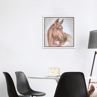 Horse With Rose by Debi Coules - Painting on Canvas
