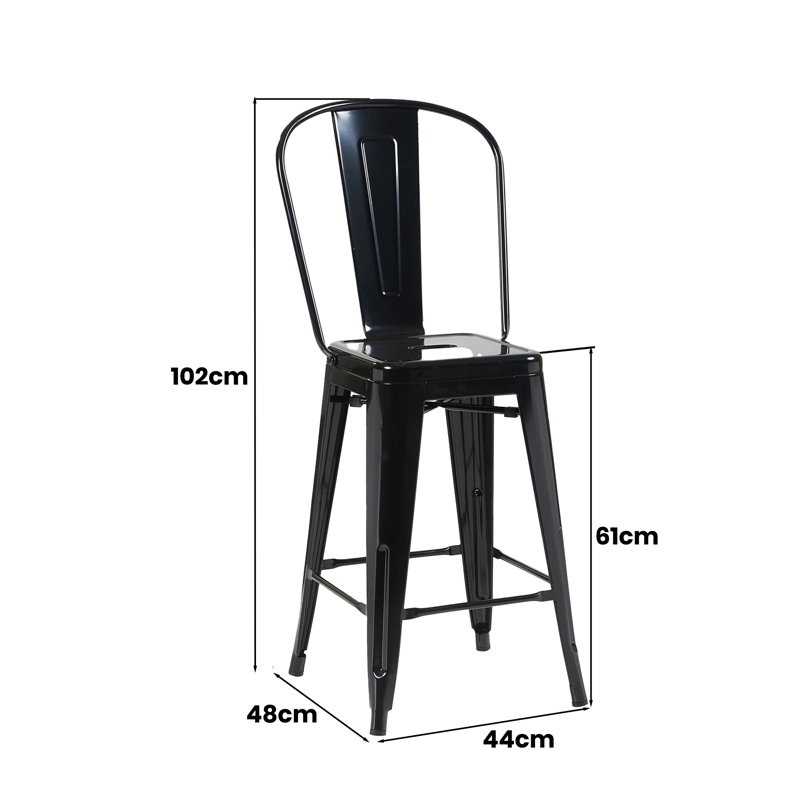 Counter Stool with Metal Frame, Black