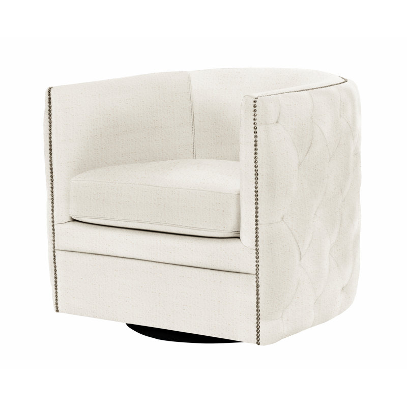 Palazzo 31.5'' Wide Tufted Swivel Barrel Chair, Nickel, Dorado Snow Crypton® Chenille 5558-000