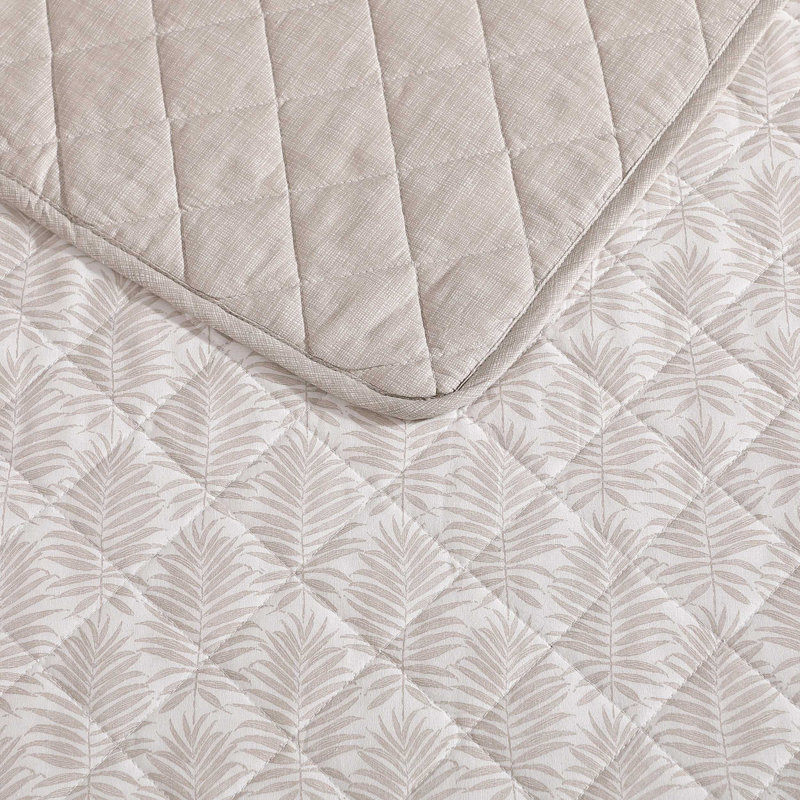 Fronds Quilt, King Quilt + 2 King Shams, Beige