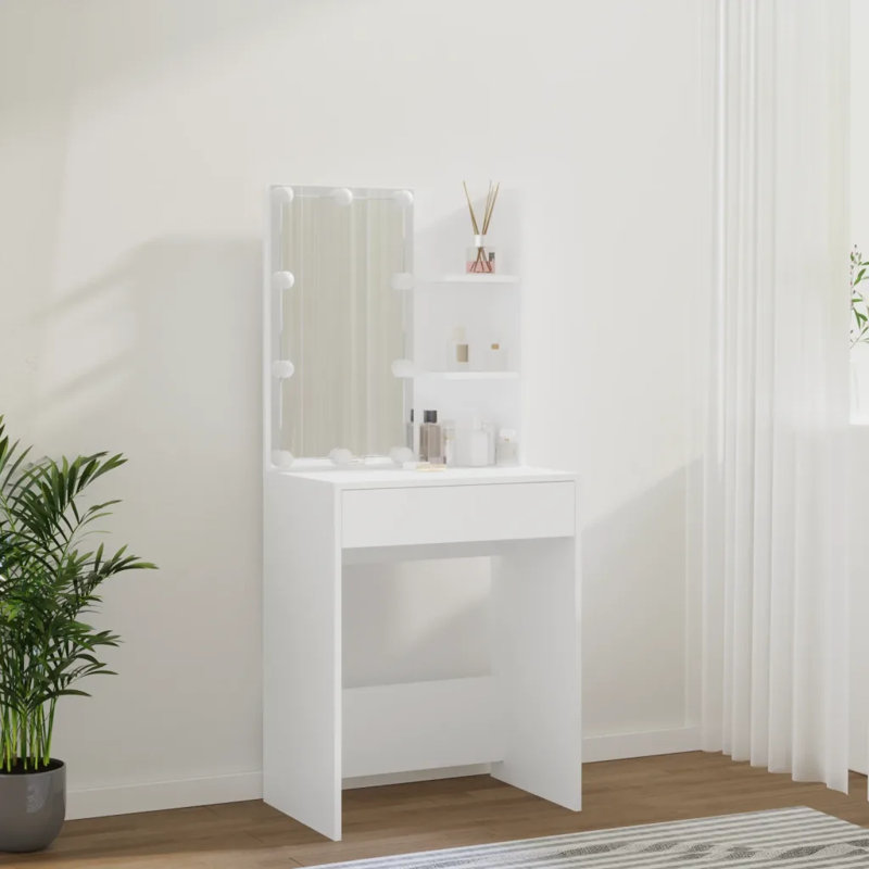 Joslyne Dressing Table with Mirror, White