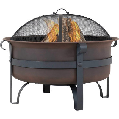 29-inch Cauldron Wood-burning Outdoor Fire Pit – Round Steel Fire Pit Bowl With Spark Screen, Cover, Ash Pan & Poker Tool