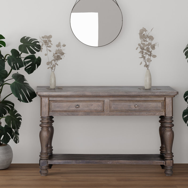Console en bois massif 50 "Lineville, Gris fumée