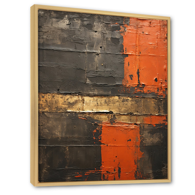 Passage in Time Distress Orange - impression, Cadre naturel flottant, H 40 po x l 30 po x P 1,5 po