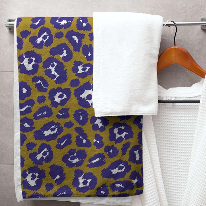 Lucida Bath Towel, Microfiber, Metallic Gold/White/Purple