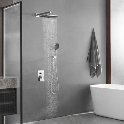 Système de douche mural avec douche à main à poignée simple Ensemble de garniture de douche moderne en laiton avec valve brute