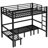 Full Over Black Metal Bunk Bed, Lower Can Be Pulled Out For Parent - Games, Top With Guardrail Pulls In Three Sections, Comfortable And Safe Bedroom Sleep-1113295095