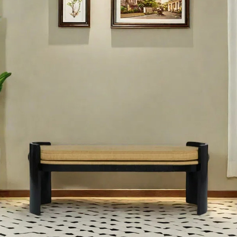 Banc simple, banc de repos de magasin de vêtements noir Mall, H 17,72 po x l 55,12 po x P 17,72 po