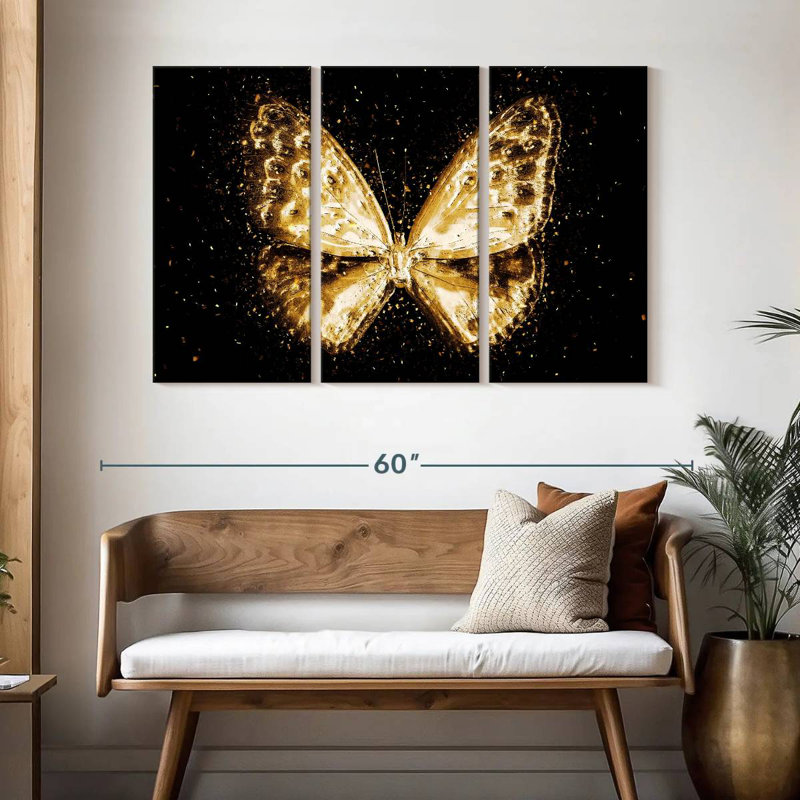 Le papillon doré I, H 32 po x l 50 po