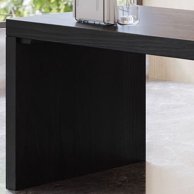 Black L-Shaped Solid Wood Executive Desk, 29.53"H*62.99"W*55.12"D, Left