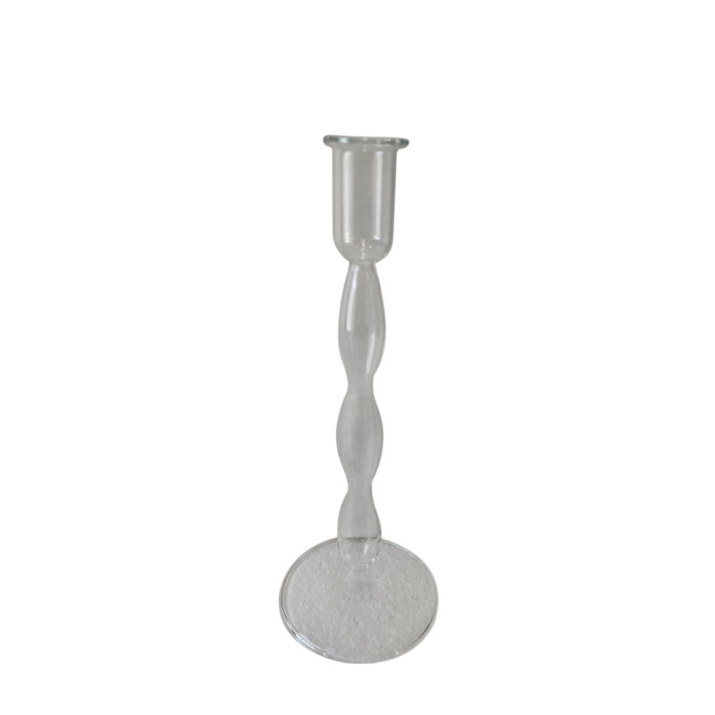Porte-bougie en verre transparent H 9 po et diamètre 3,5 po