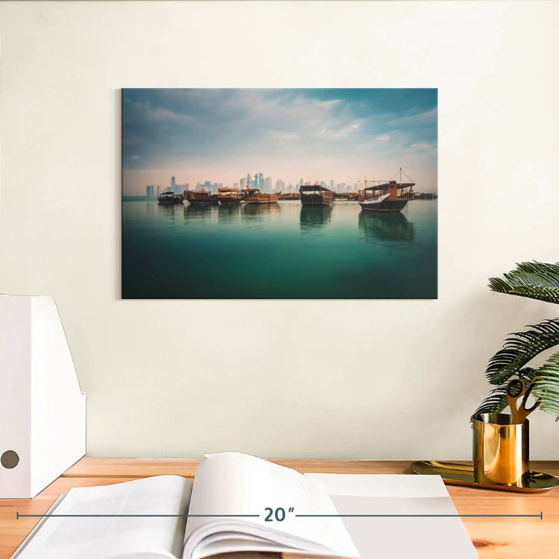 Mehar, corniche de Dhang, bateaux de boutre, H 8 po x l 12 po