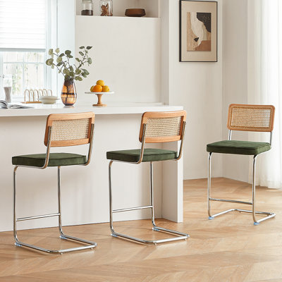 Ensemble de 3 tabourets de bar Natural Rattan