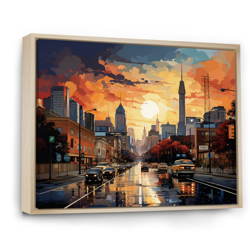 Atlanta Popart Landscape VI, reproduction d'art sur toile, H 12 po x l 20 po x P 1 po, Cadre naturel flottant
