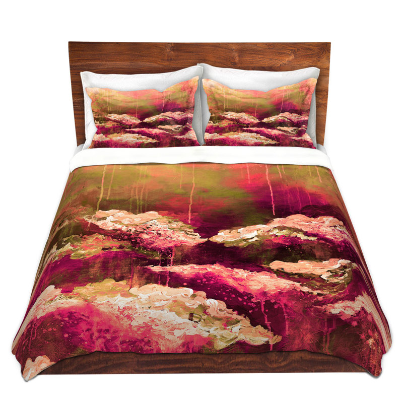Ensemble de housse de couette rose cololife ii, 1 housse simple + 1 taie standard, Brun clair / rose / pêche