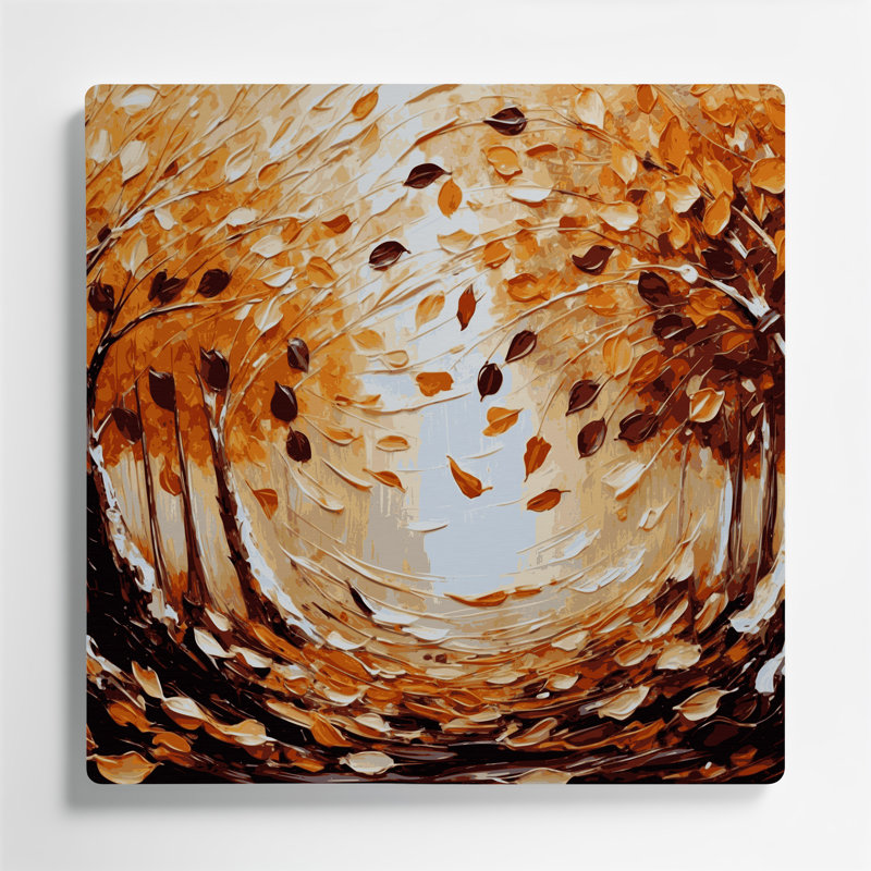 Halloween, feuilles d'automne et arbres, art mural en métal brun, H 32 po x l 32 po
