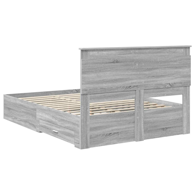 Bed Frame, European Double (140 x 200 cm), Grey Sonoma