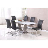 Salome Extendable Glass Top Metal Base Dining Table