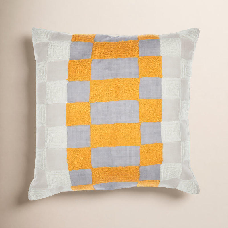 Textured Throw Pillow, Pillow Cover Only - No Insert, Yellow/Gray/Ivory