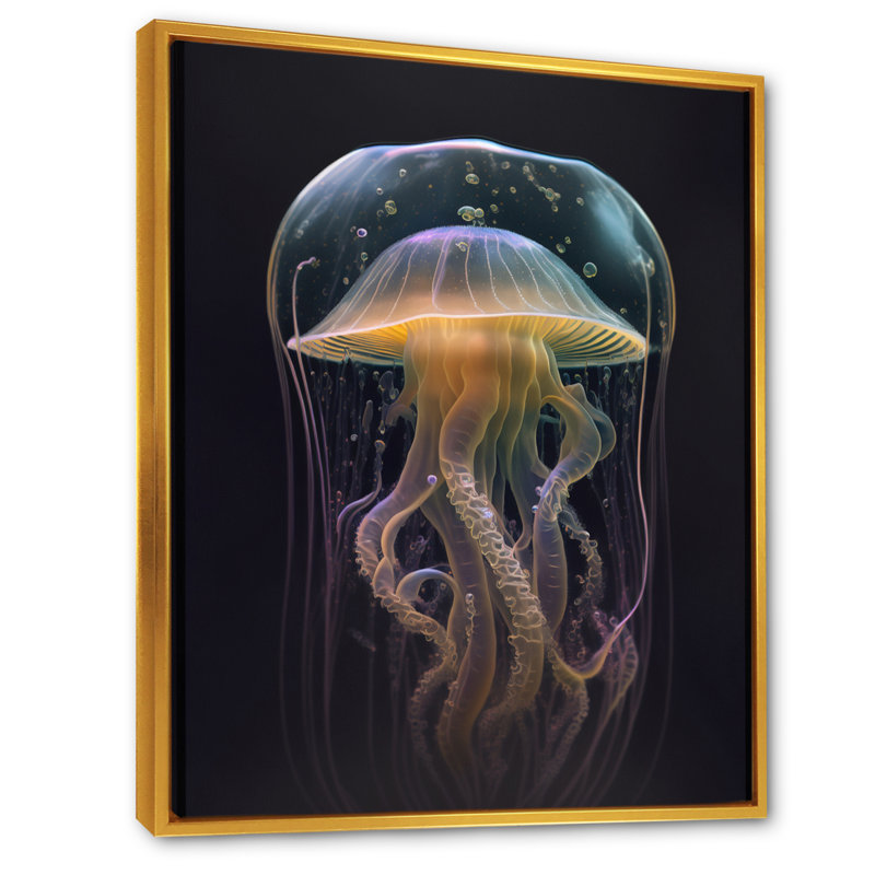 Méduse II - reproduction sur toile, L 12 po x H 20 po, Toile avec cadre flottant or