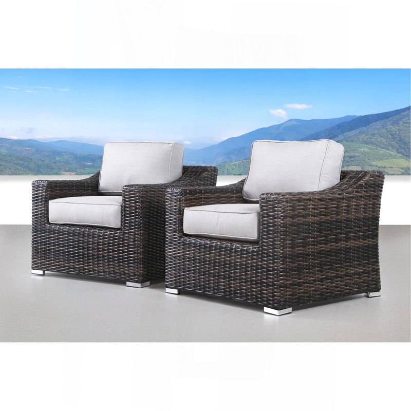 Chaise de patio avec coussins 2, Brun