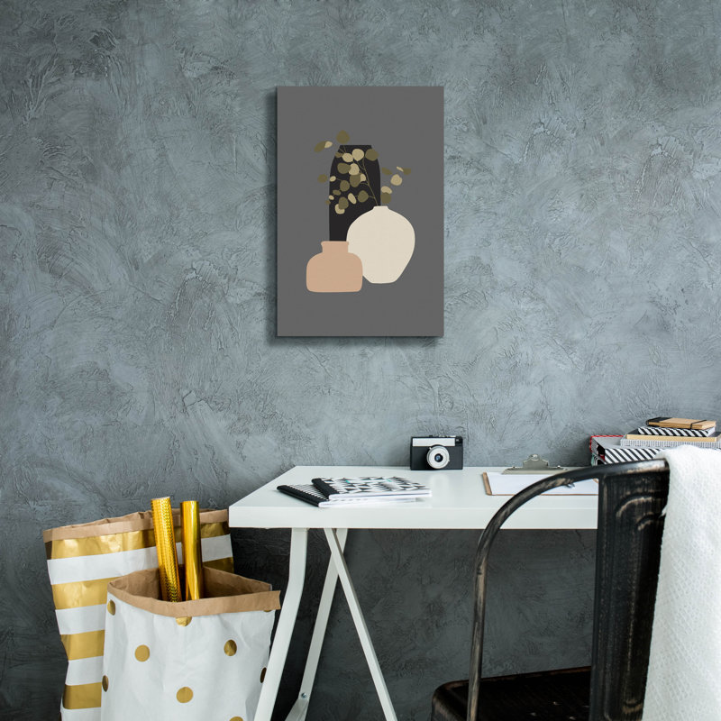 «Three Vases 3» par Incado, art mural sur toile, H 18 po x l 12 po x P 0,75 po